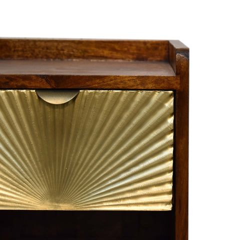Mini Manila Gold 1-Drawer Bedside Table | Chestnut Solid Mango Wood