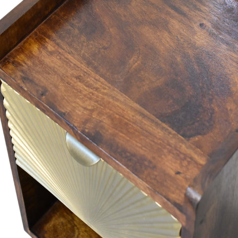 Mini Manila Gold 1-Drawer Bedside Table | Chestnut Solid Mango Wood