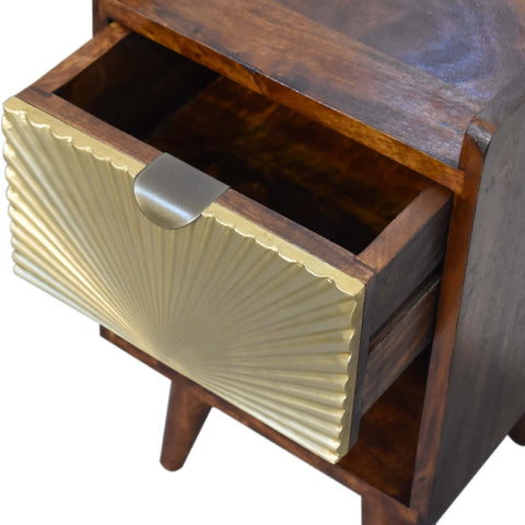 Mini Manila Gold 1-Drawer Bedside Table | Chestnut Solid Mango Wood
