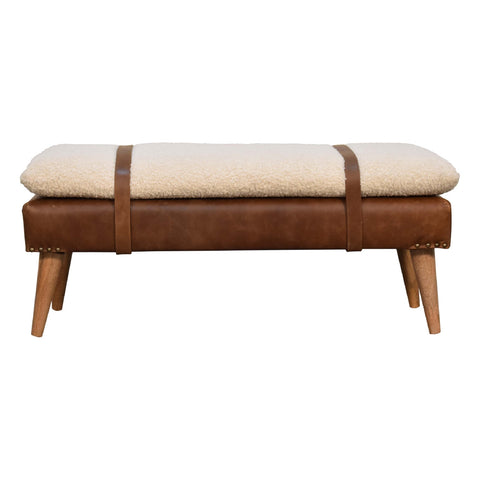 Buffalo Hide Leather Bench