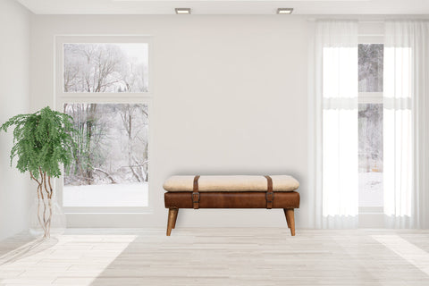 Buffalo Hide Leather Bench