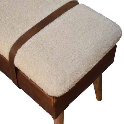 Buffalo Hide Leather Bench
