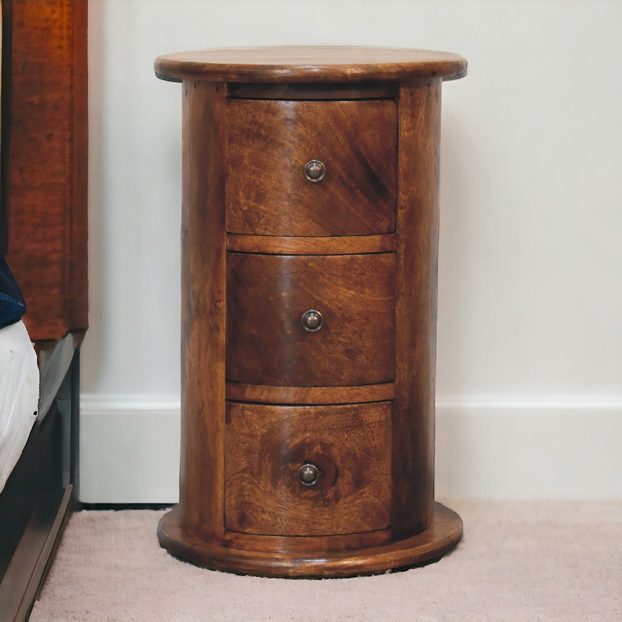 Mini Chestnut Drum Storage Bench