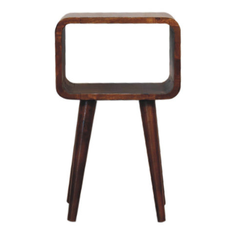Mini Chestnut Curved Open Bedside Table | Open Shelf