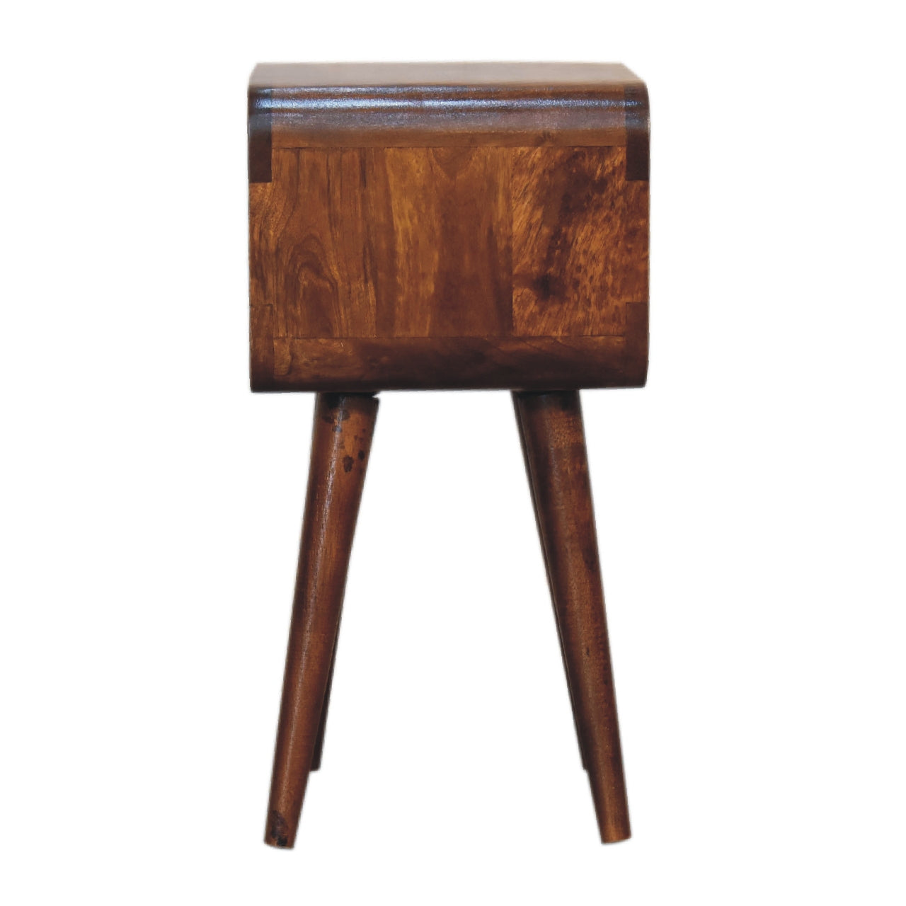 Mini Chestnut Curved Open Bedside Table | Open Shelf