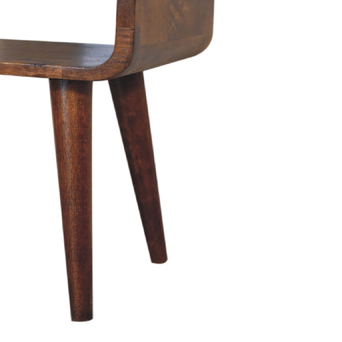 Mini Chestnut Curved Open Bedside Table | Open Shelf