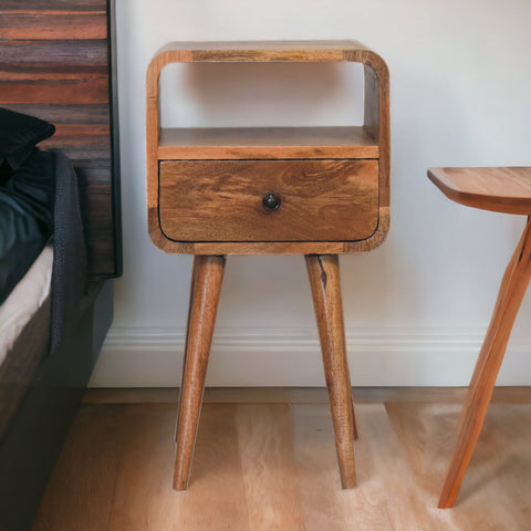 Mini Oakish Curve Open Bedside Table