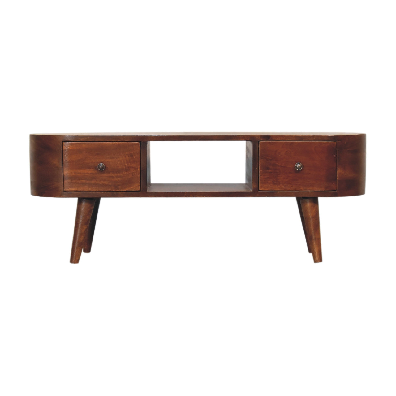 Chestnut Round Open Chest of Drawers