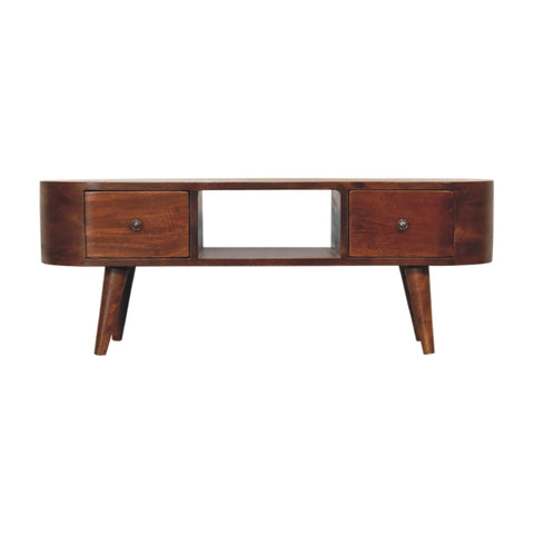 Chestnut Round Open Chest of Drawers
