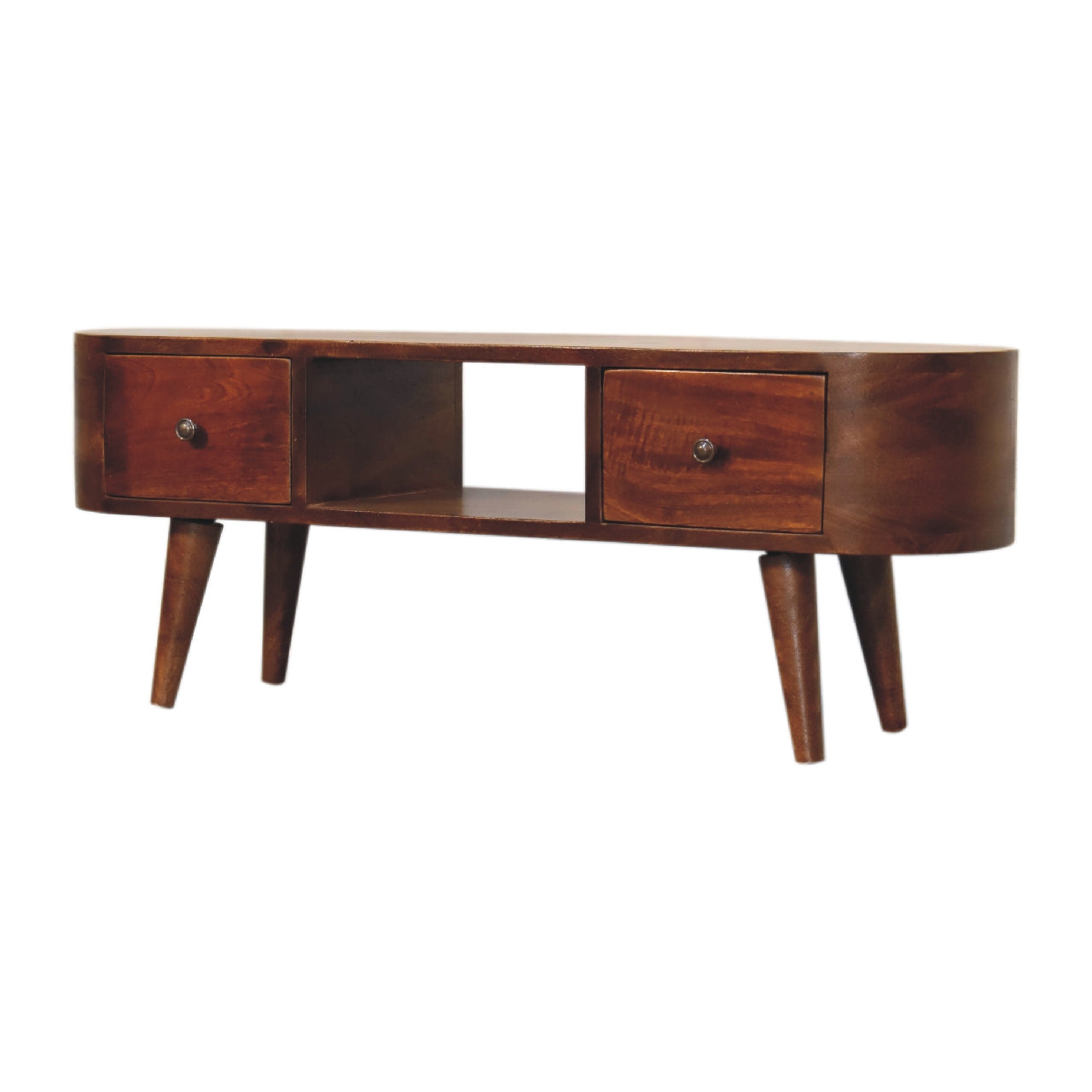 Chestnut Round Open Chest of Drawers