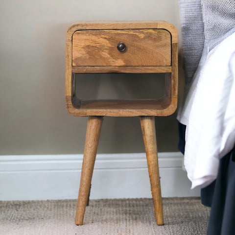 Mini Oak-ish Curve Lower Bedside Table