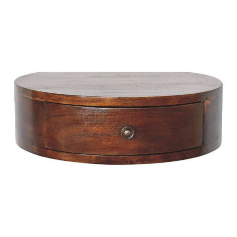 Lunar 1-Drawer Floating Bedside Table | Chestnut Mango Wood Wall-Mounted