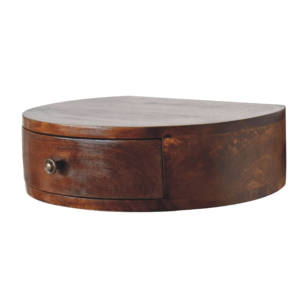 Lunar 1-Drawer Floating Bedside Table | Chestnut Mango Wood Wall-Mounted