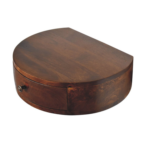 Lunar 1-Drawer Floating Bedside Table | Chestnut Mango Wood Wall-Mounted