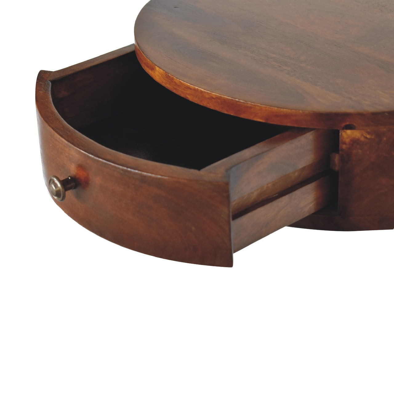 Lunar 1-Drawer Floating Bedside Table | Chestnut Mango Wood Wall-Mounted