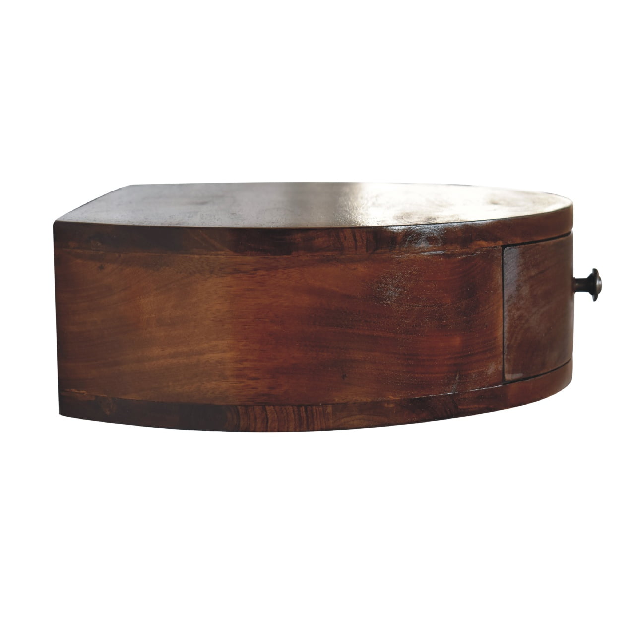Lunar 1-Drawer Floating Bedside Table | Chestnut Mango Wood Wall-Mounted