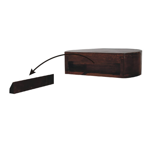 Lunar 1-Drawer Floating Bedside Table | Chestnut Mango Wood Wall-Mounted