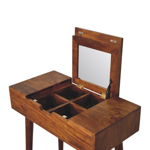 Mini Chestnut Fold Vanity Chest of Drawers | Foldable