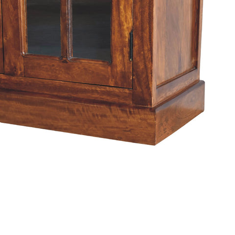 Large Glazed Sideboard Chest of Drawers | Chestnut Solid Mango Wood