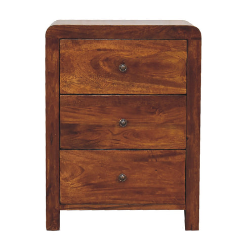 Aspen 3-Drawer Bedside Table | Chestnut Solid Mango Wood