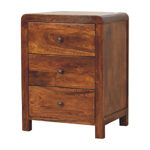 Aspen 3-Drawer Bedside Table | Chestnut Solid Mango Wood