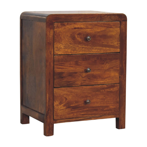 Aspen 3-Drawer Bedside Table | Chestnut Solid Mango Wood