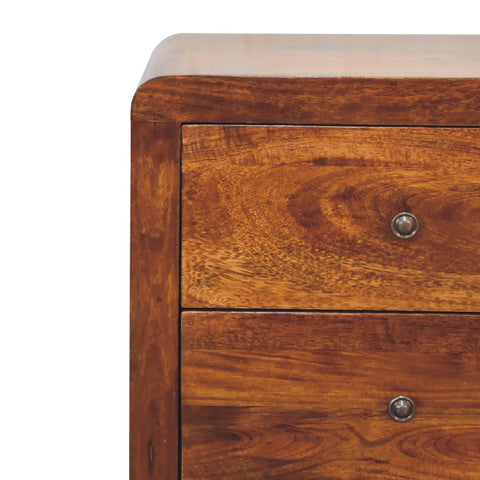 Aspen 3-Drawer Bedside Table | Chestnut Solid Mango Wood