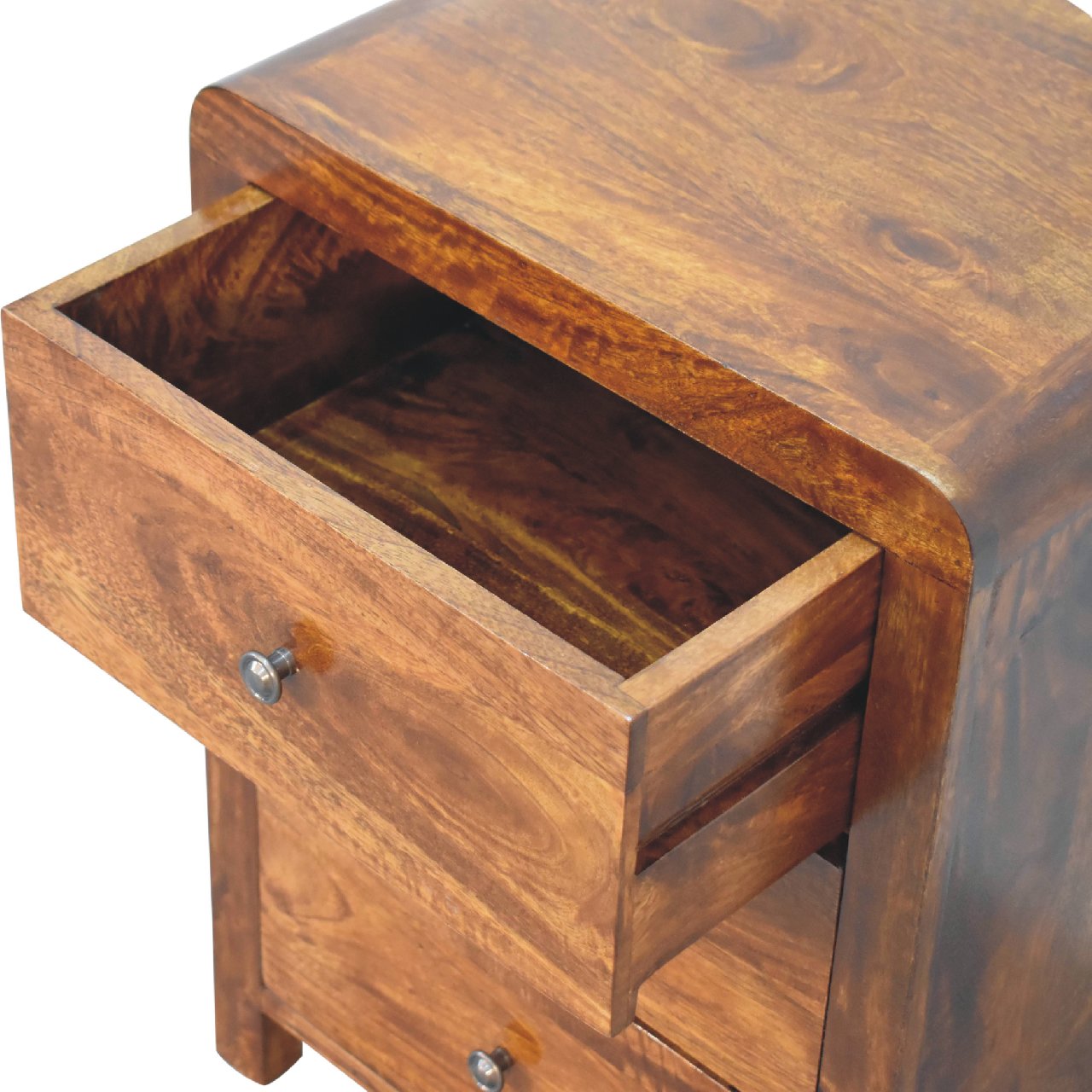 Aspen 3-Drawer Bedside Table | Chestnut Solid Mango Wood