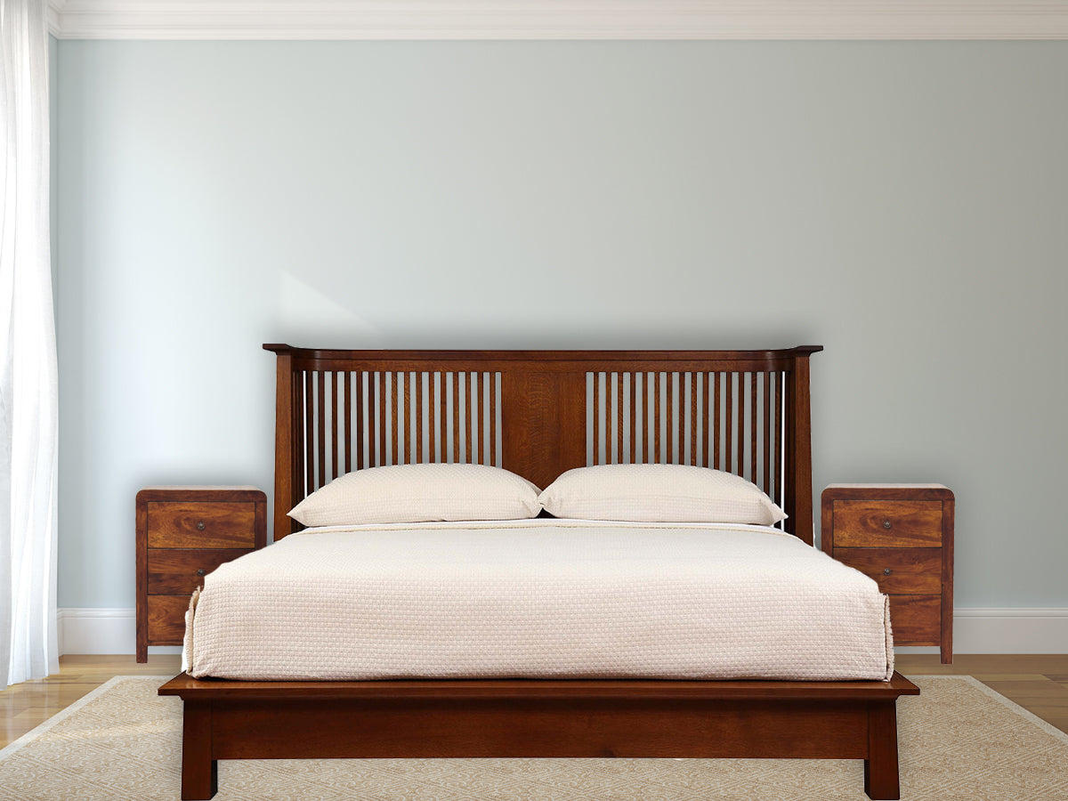 Aspen 3-Drawer Bedside Table | Chestnut Solid Mango Wood