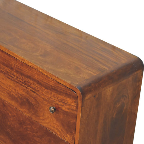 Large Curved Chestnut Chest of Drawers