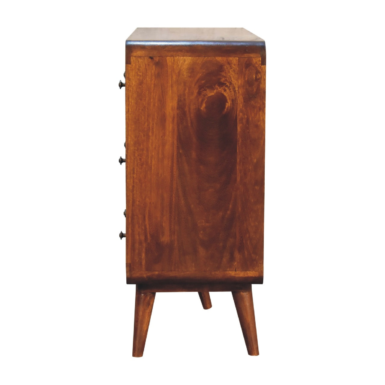 Large Curved Chestnut Chest of Drawers