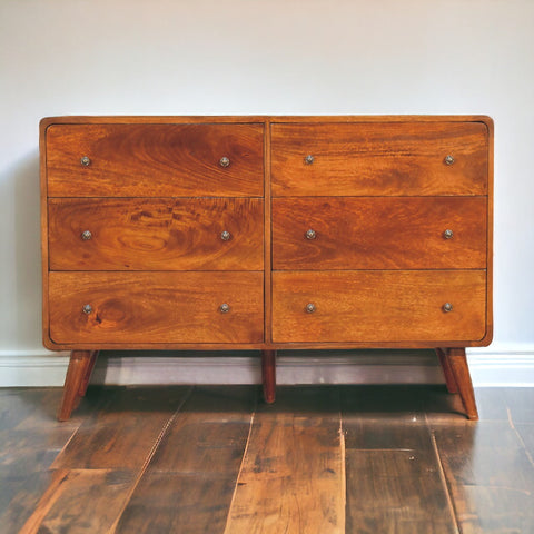 Large Curved Chestnut Chest of Drawers