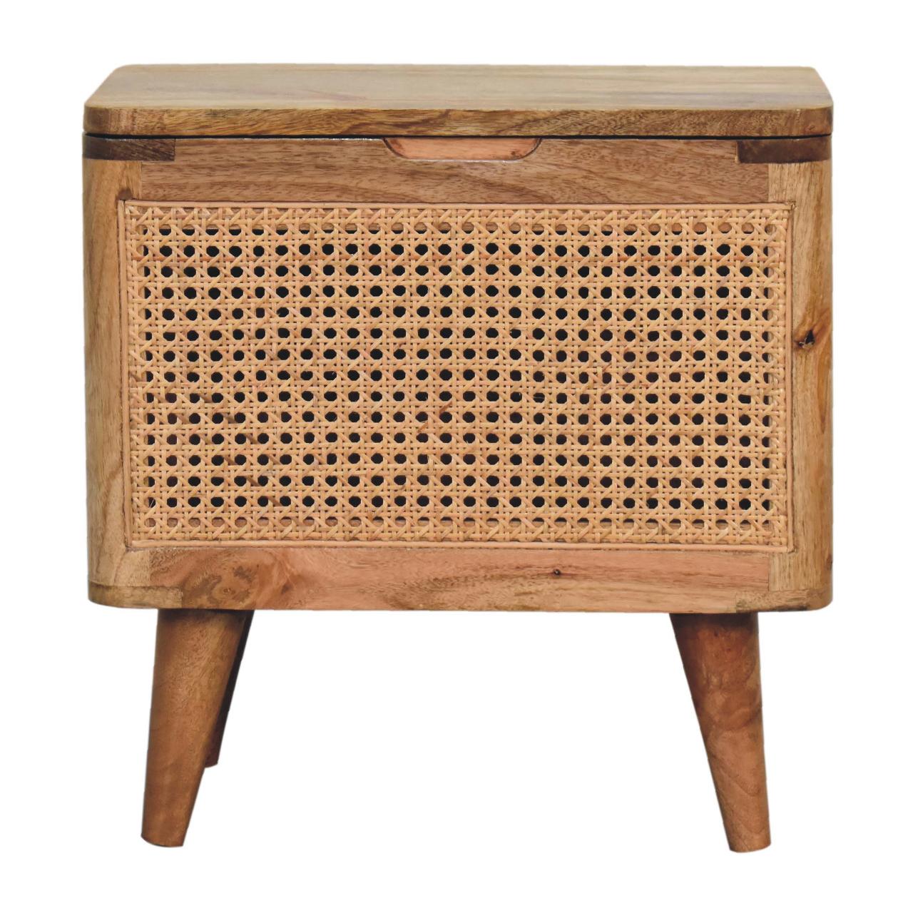 Larissa Lid-up Storage Footstool | Rattan Hidden Storage
