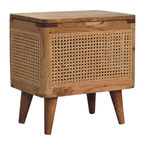 Larissa Lid-up Storage Footstool | Rattan Hidden Storage