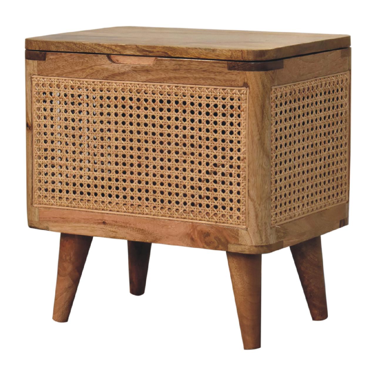 Larissa Lid-up Storage Footstool | Rattan Hidden Storage