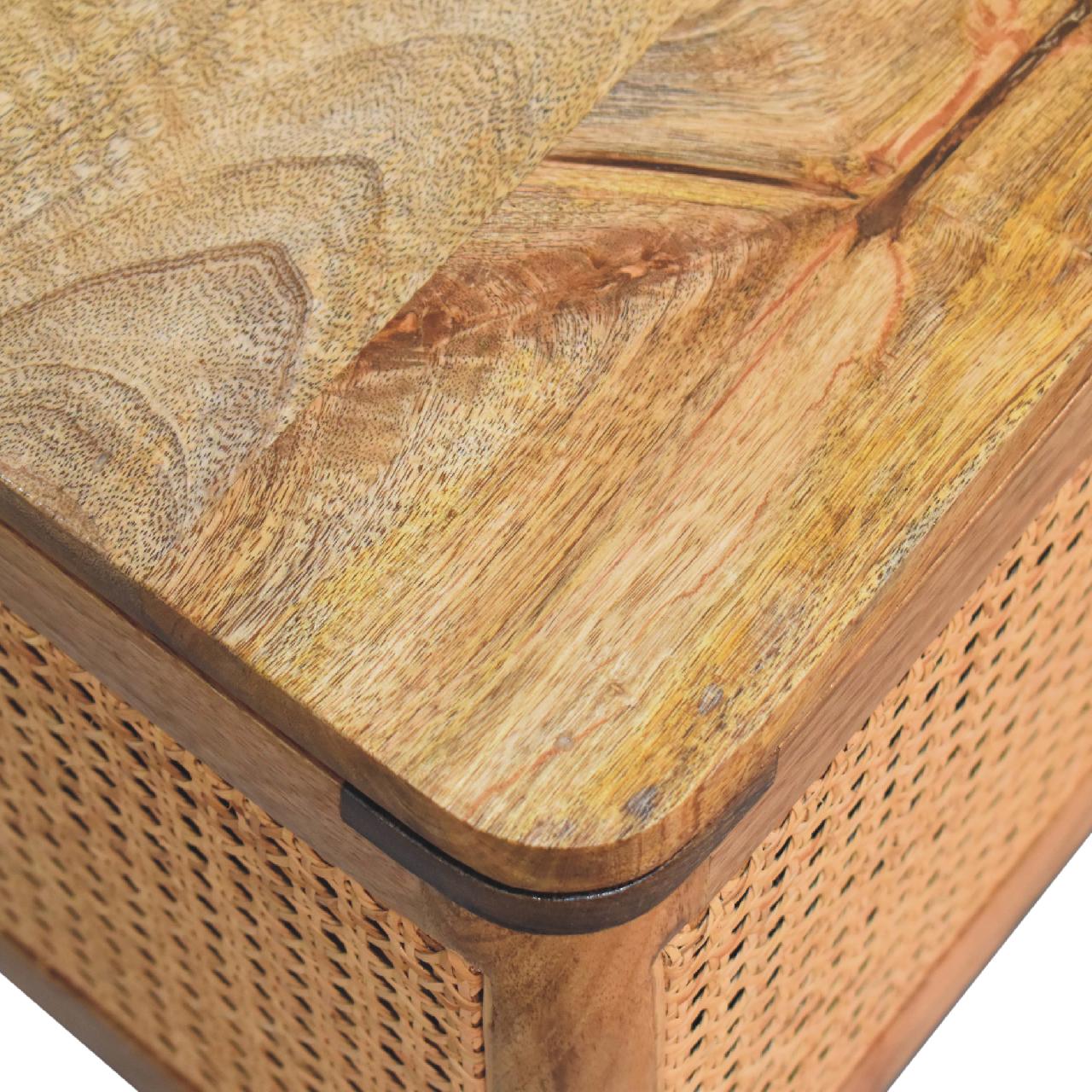 Larissa Lid-up Storage Footstool | Rattan Hidden Storage