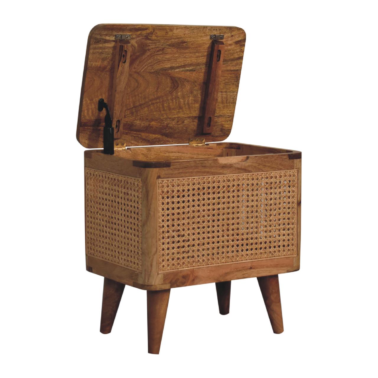 Larissa Lid-up Storage Footstool | Rattan Hidden Storage