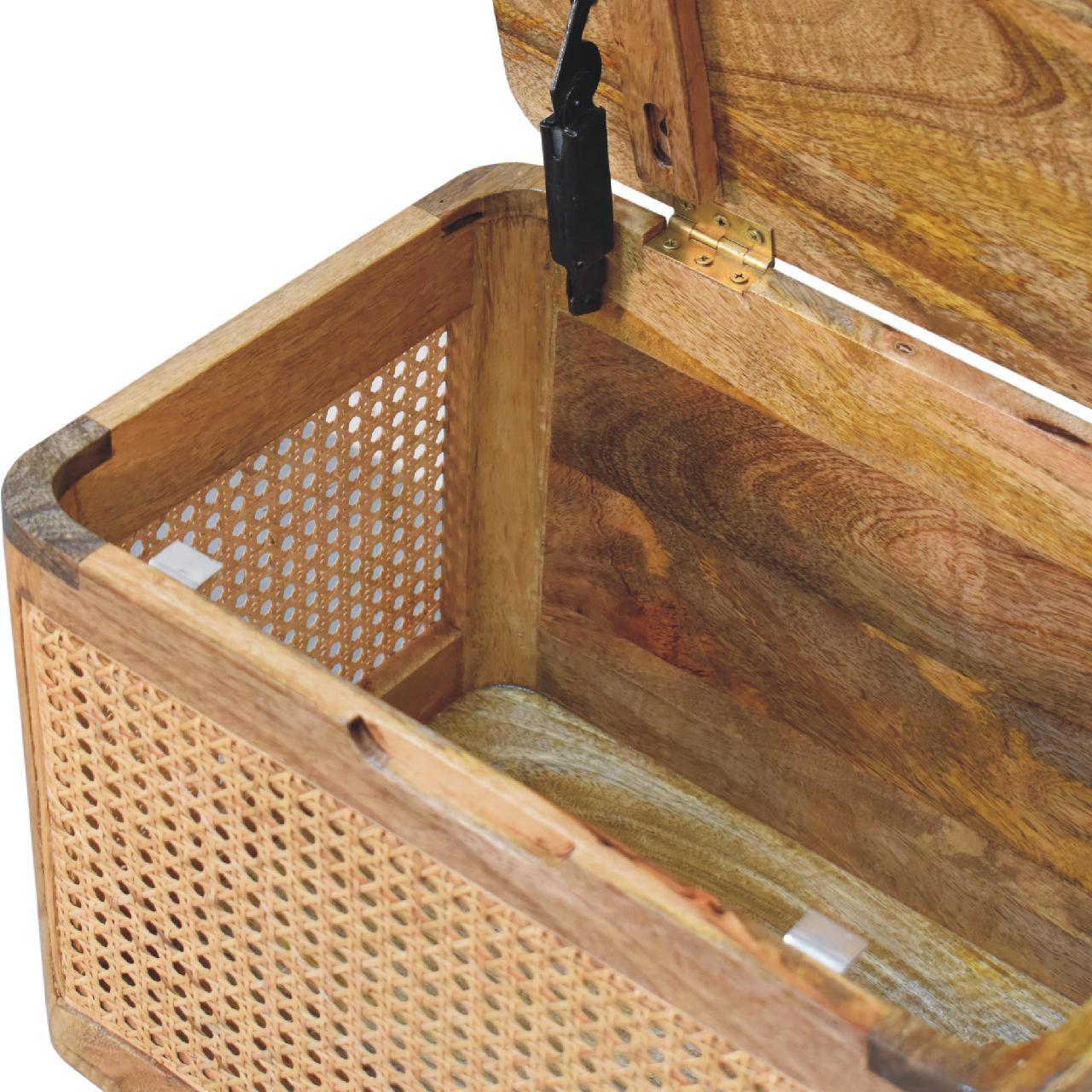 Larissa Lid-up Storage Footstool | Rattan Hidden Storage