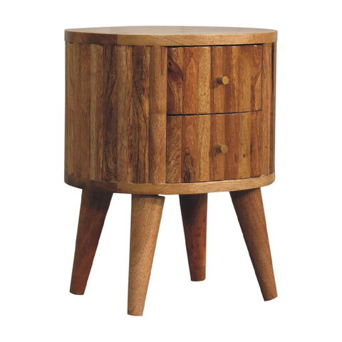 Stripe Bedside Table | Oak-Ish Solid Mango Wood