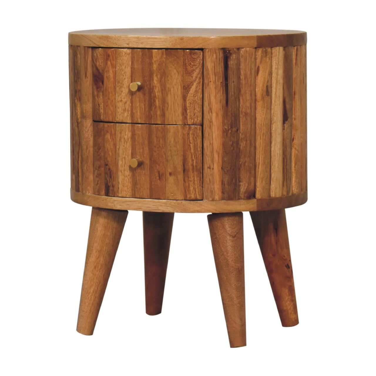 Stripe Bedside Table | Oak-Ish Solid Mango Wood
