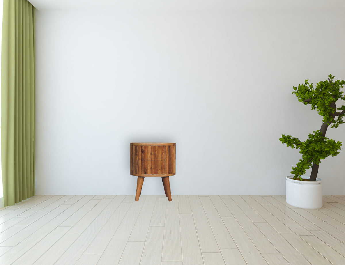 Stripe Bedside Table | Oak-Ish Solid Mango Wood