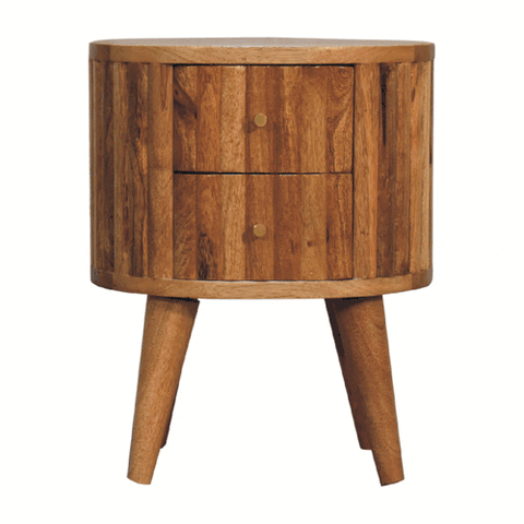 Stripe Bedside Table | Oak-Ish Solid Mango Wood