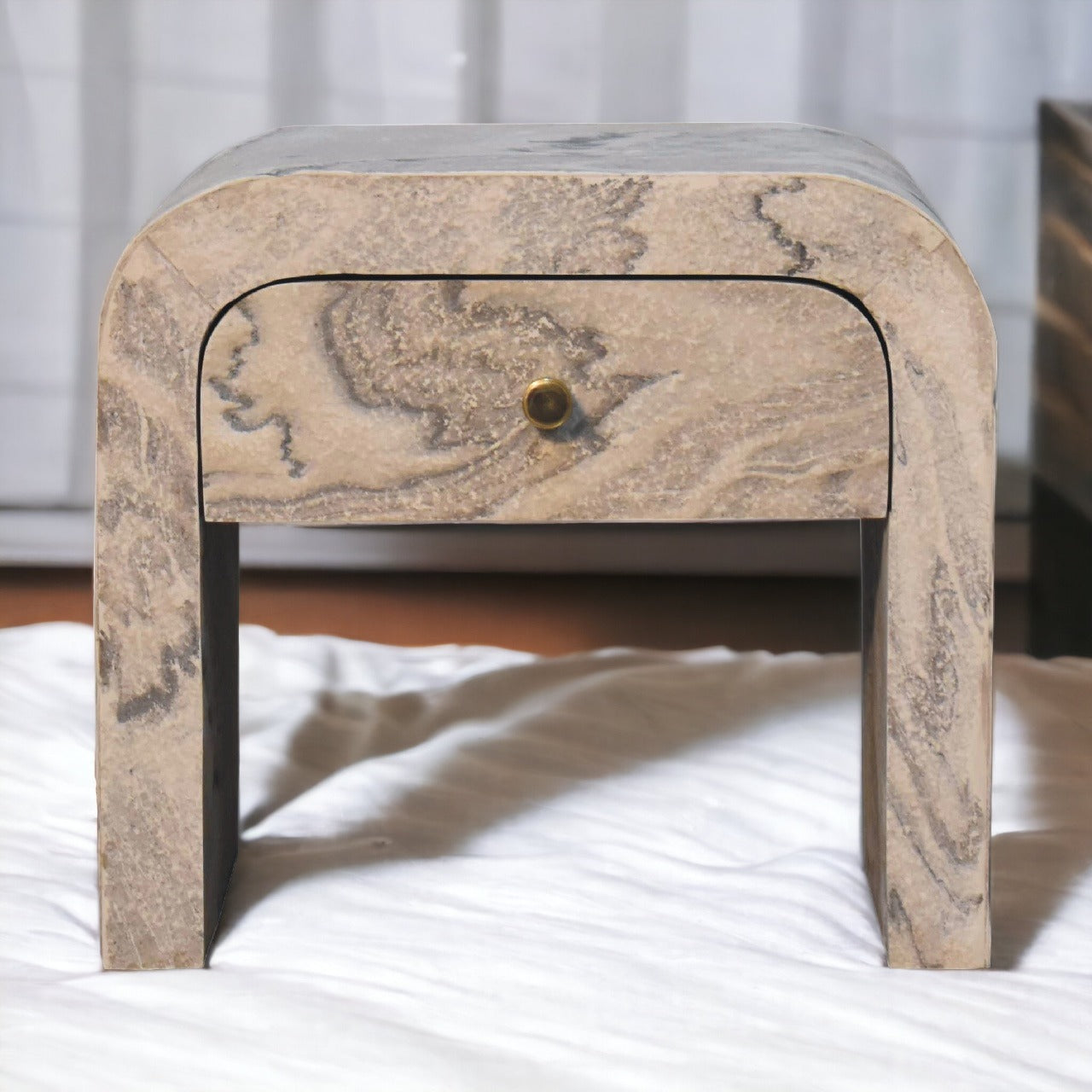 Nouveau Bedside Table | Oak-Ish Solid Mango Wood