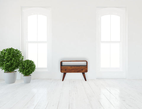 Mini Chestnut Curved Chest of Drawers