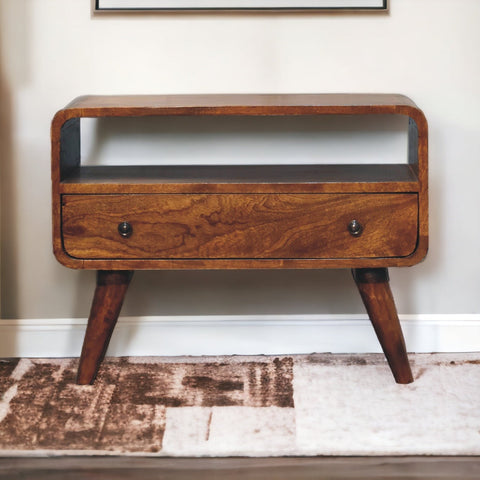Mini Chestnut Curved Chest of Drawers