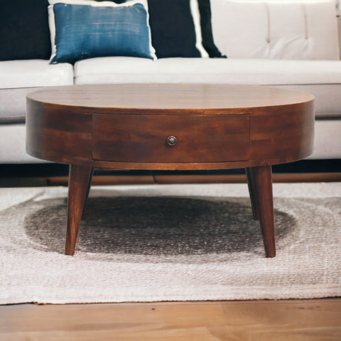 Odyssey Coffee Table | Chestnut Solid Mango Wood Hand-Carved