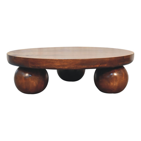 Chestnut Central Ball Table Chest of Drawers