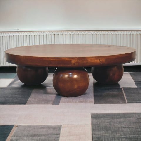Chestnut Central Ball Table Chest of Drawers