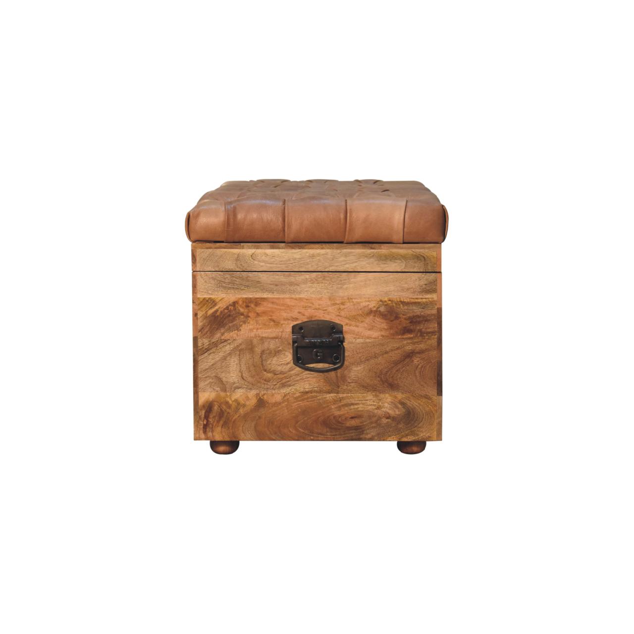 Buffalo Hide Oak-ish Storage Trunk Storage Bench | Linen Hidden Storage