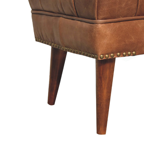Harbour Brown Leather Bench | Chestnut